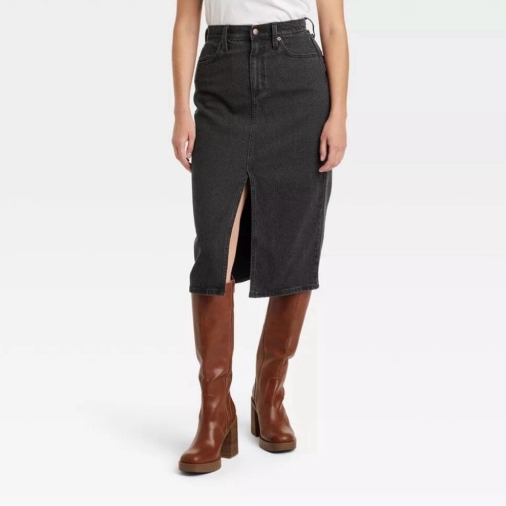 Classic Black Denim Skirt
